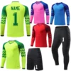 2025 Men Kid Football Goalkeeper Uniform Protective Sponge Long Sleeve Soccer Training Top Soccer Jersey Pants Custom