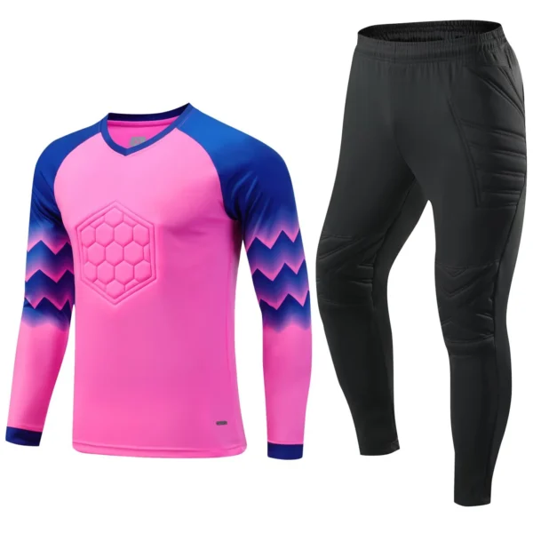 2025 Men Kid Football Goalkeeper Uniform Protective Sponge Long Sleeve Soccer Training Top Soccer Jersey Pants Custom