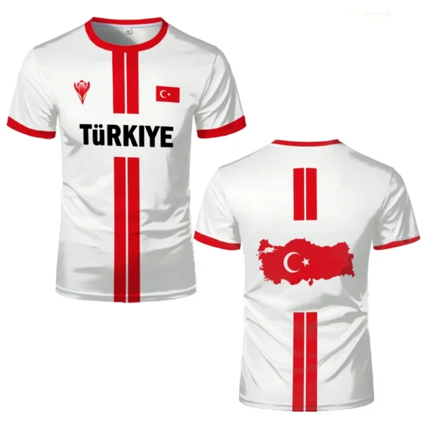 Football Jersey Breathable Quick-drying Sports Short-sleeved T-shirt Turkish Flag 3D Printed Fashion Loose Men's T Shirts