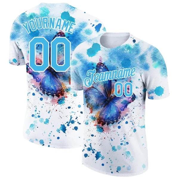 New Fashion Football Jersey T Shirts For Men Custom Name Team Name Number Butterfly Graphic T Shirts Loose Breathable Tees Tops