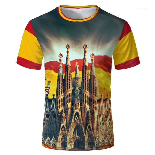 Spanish Bullfight T-shirt For Men 3D Print Flag Outdoor Sport Football Jersey 2025 Summer Trend New Breathable Fitness Tee Top