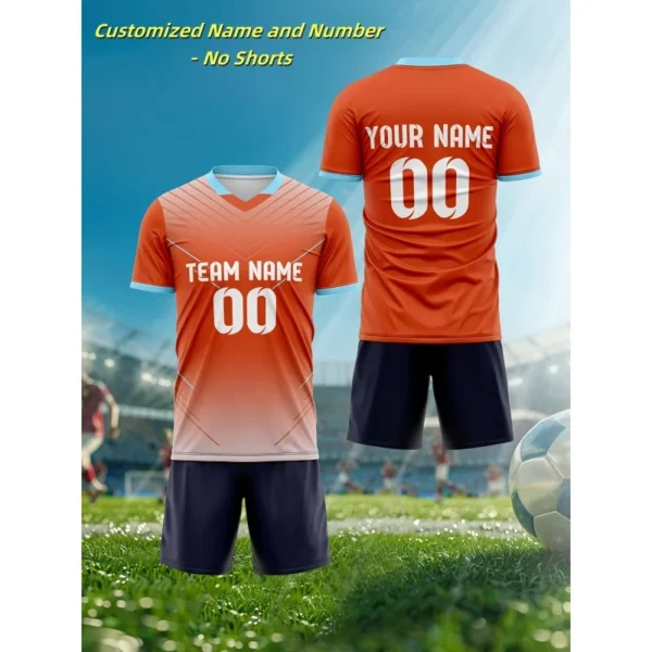 3D Print Football Jerseys Customized T-Shirt For Men Color Block Pattern T Shirts Casual Uniform Sports V-Neck Tees Top