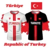 Football Jersey Breathable Quick-drying Sports Short-sleeved T-shirt Turkish Flag 3D Printed Fashion Loose Men's T Shirts
