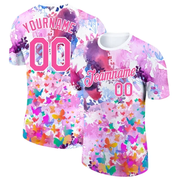 New Fashion Football Jersey T Shirts For Men Custom Name Team Name Number Butterfly Graphic T Shirts Loose Breathable Tees Tops