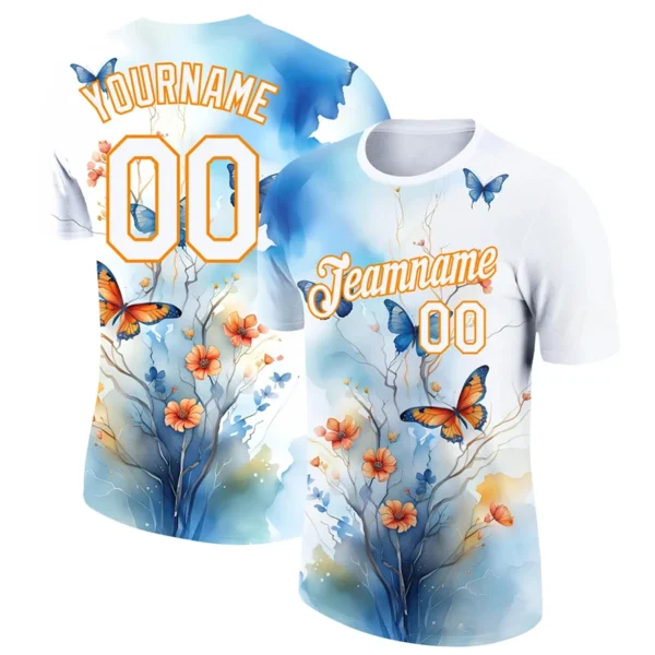 New Fashion Football Jersey T Shirts For Men Custom Name Team Name Number Butterfly Graphic T Shirts Loose Breathable Tees Tops