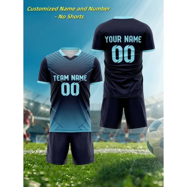 3D Print Football Jerseys Customized T-Shirt For Men Color Block Pattern T Shirts Casual Uniform Sports V-Neck Tees Top