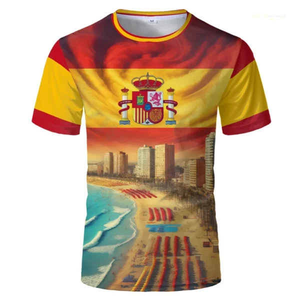 Spanish Bullfight T-shirt For Men 3D Print Flag Outdoor Sport Football Jersey 2025 Summer Trend New Breathable Fitness Tee Top