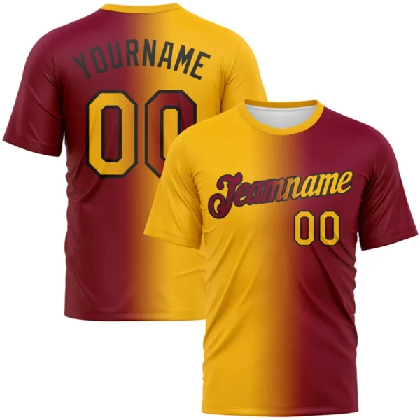 Fashion Two-color Gradient Football Jersey For Men Custom Name Team Name Number Sports T-shirts Loose Quick Dry Team Uniforms