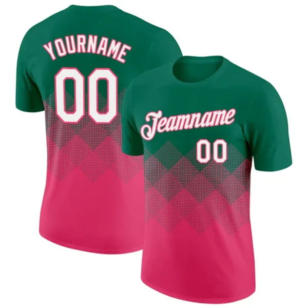 Simple Square Pattern Gradient Football T Shirts Custom Name Team Name Number 3D Printed Jersey Loose Breathable Sports Tops