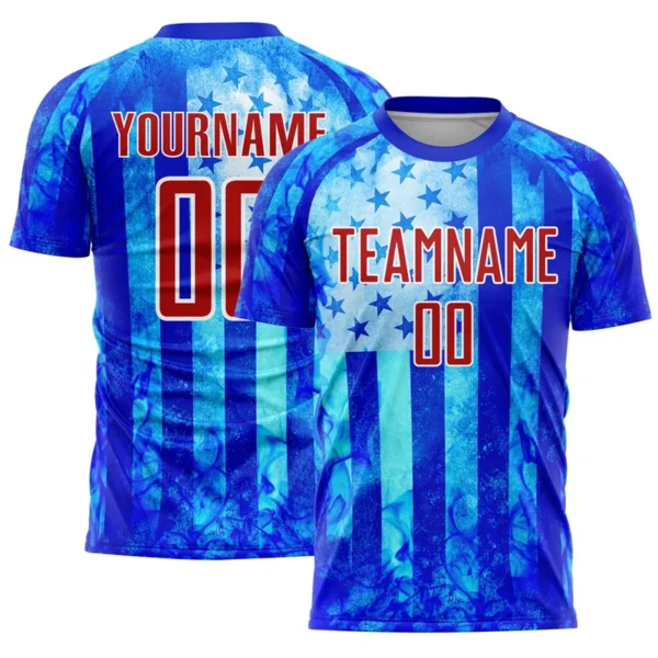 Custom Name Number American Flag Football T-shirt For Men Summer Soccer Uniform Jersey Short Sleeve Tops 3d Printing Tee Shirts