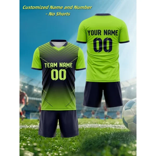 3D Print Football Jerseys Customized T-Shirt For Men Color Block Pattern T Shirts Casual Uniform Sports V-Neck Tees Top