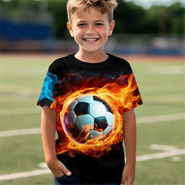 Children's Clothing Girls Soccer Jersey Short Sleeve Boy Football Print Tops For Kids Outdoor Sports Tees New In Summer T-Shirt