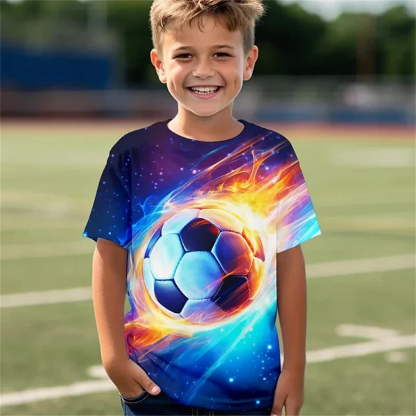 Children's Clothing Girls Soccer Jersey Short Sleeve Boy Football Print Tops For Kids Outdoor Sports Tees New In Summer T-Shirt