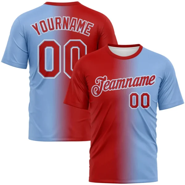 Fashion Two-color Gradient Football Jersey For Men Custom Name Team Name Number Sports T-shirts Loose Quick Dry Team Uniforms