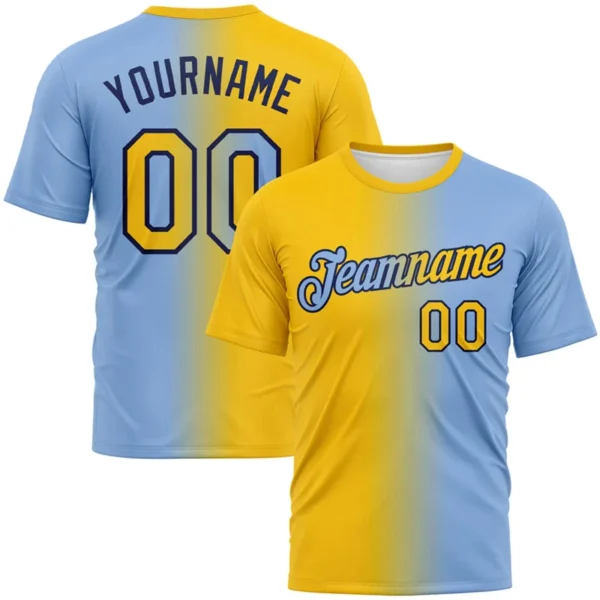 Fashion Two-color Gradient Football Jersey For Men Custom Name Team Name Number Sports T-shirts Loose Quick Dry Team Uniforms