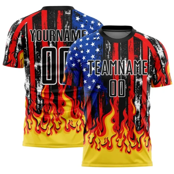 Custom Name Number American Flag Football T-shirt For Men Summer Soccer Uniform Jersey Short Sleeve Tops 3d Printing Tee Shirts