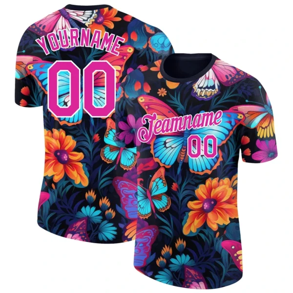 New Fashion Football Jersey T Shirts For Men Custom Name Team Name Number Butterfly Graphic T Shirts Loose Breathable Tees Tops