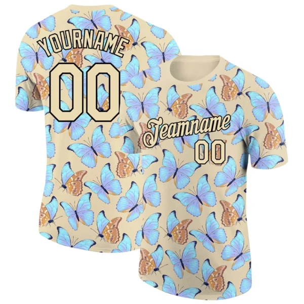 New Fashion Football Jersey T Shirts For Men Custom Name Team Name Number Butterfly Graphic T Shirts Loose Breathable Tees Tops