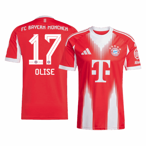 608493_1 Bayern Munich OLISE #17 Home Soccer Jersey 2025/26