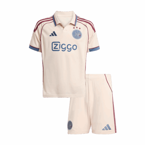 616694_1 Kid's Ajax Third Away Soccer Jersey Kit 25/26 White