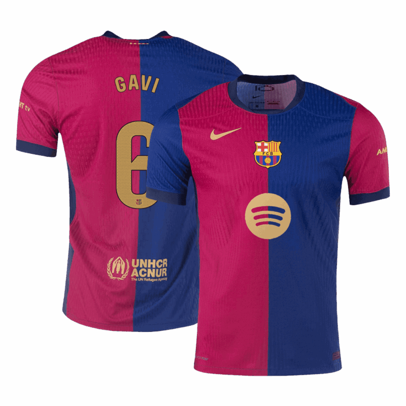 505843_1 バルセロナ GAVI #6 ホーム サッカーユニフォーム オーセンティック 2024/25- Spotify Logo Without Text