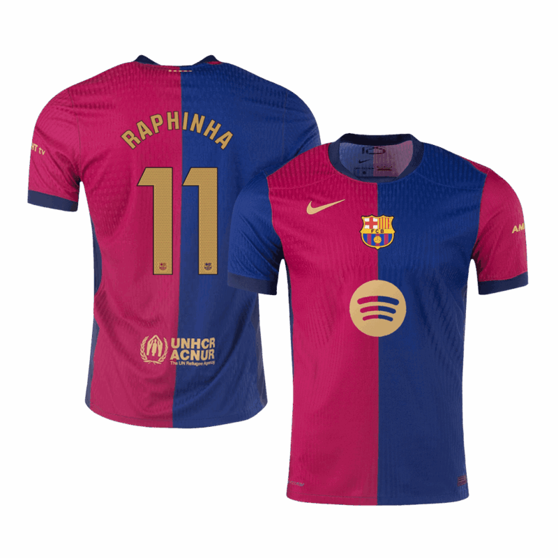 505900_1 バルセロナ RAPHINHA #11 ホーム サッカーユニフォーム オーセンティック 2024/25 -(Spotify Logo Without Text)