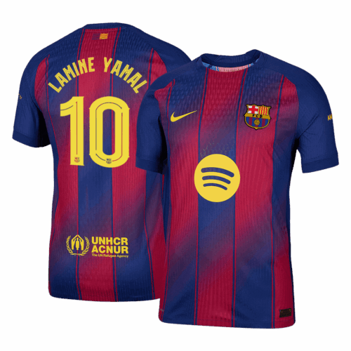 592082_1 バルセロナ LAMINE YAMAL #10 ホーム サッカーユニフォーム オーセンティック 2025/26 - UCL Edition