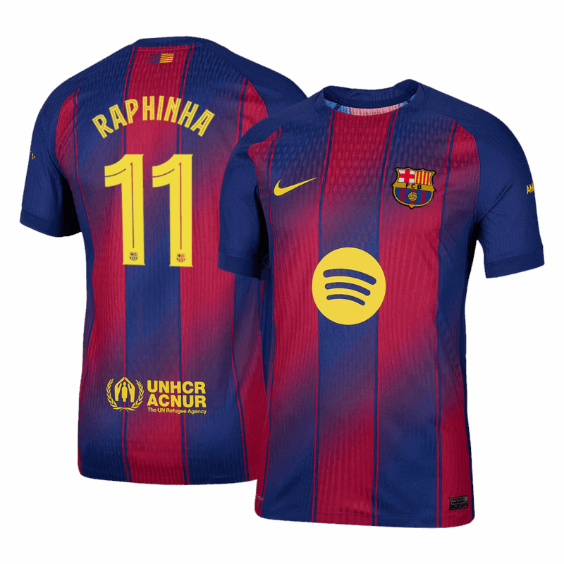 バルセロナ RAPHINHA #11 ホーム サッカーユニフォーム オーセンティック 2025/26 - UCL Edition