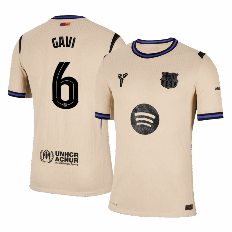 バルセロナ GAVI #6 アウェイ サッカーユニフォーム オーセンティック 2025/26 - UCL Edition