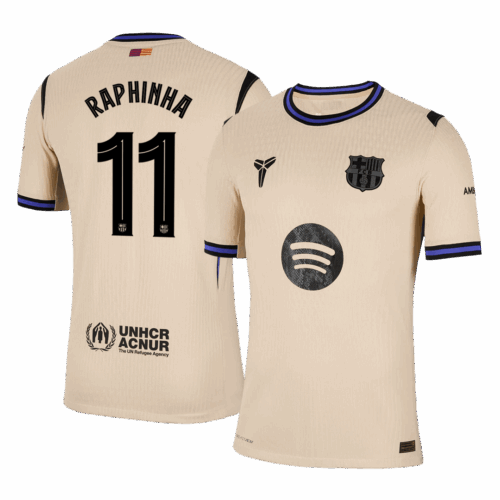 バルセロナ RAPHINHA #11 アウェイ サッカーユニフォーム オーセンティック 2025/26 - UCL Edition