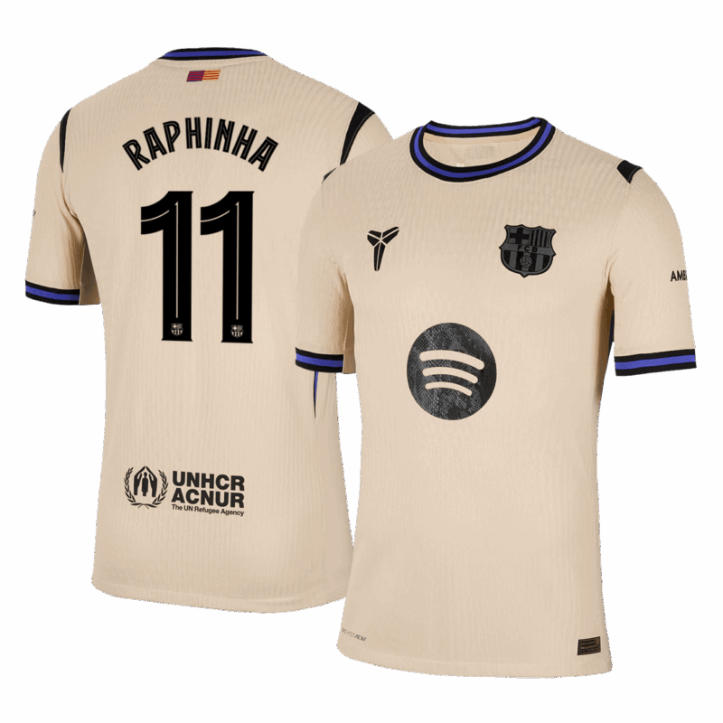 バルセロナ RAPHINHA #11 アウェイ サッカーユニフォーム オーセンティック 2025/26 - UCL Edition