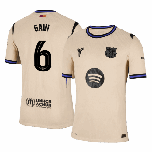 バルセロナ GAVI #6 アウェイ サッカーユニフォーム オーセンティック 2025/26 - UCL Edition