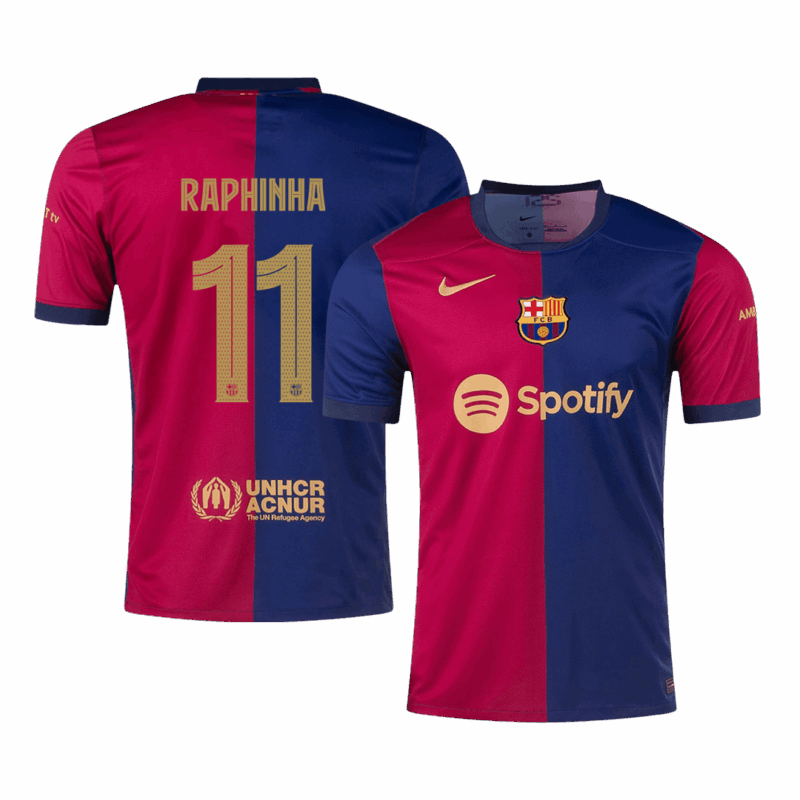 578709_1 バルセロナ RAPHINHA #11 ホーム サッカーユニフォーム 2024/25 - UCL Edition
