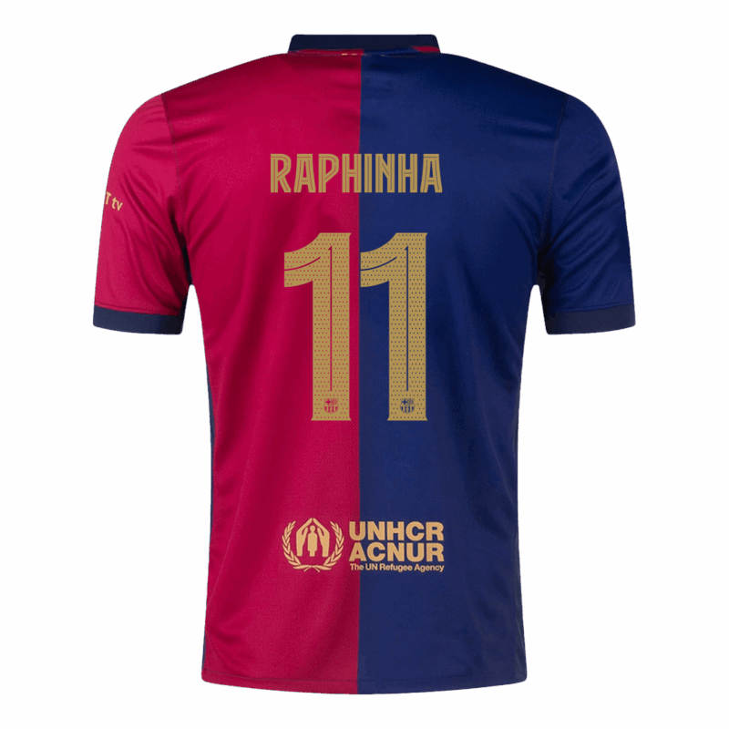 578710_3 バルセロナ RAPHINHA #11 ホーム サッカーユニフォーム 2024/25 - UCL Edition(Spotify Logo Without Text)