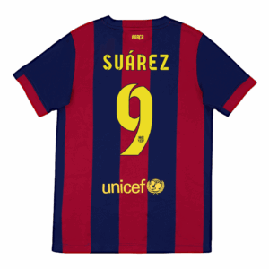 508749_1 バルセロナ SUÁREZ #9 ホーム サッカーユニフォーム Retro 2014/15