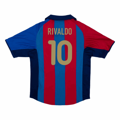 バルセロナ RIVALDO #10 ホーム サッカーユニフォーム Retro 2001/02
