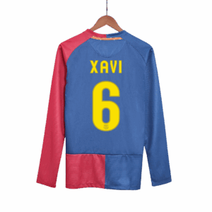 バルセロナ XAVI #6 ホーム サッカーユニフォーム Retro 2008/09 - 長袖 (UCL Final)