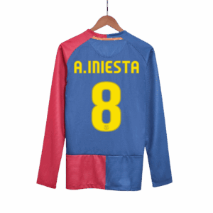 バルセロナ A.INIESTA #8 ホーム サッカーユニフォーム Retro 2008/09 - 長袖 (UCL Final)