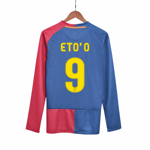 バルセロナ ETO'O #9 ホーム サッカーユニフォーム Retro 2008/09 - 長袖 (UCL Final)