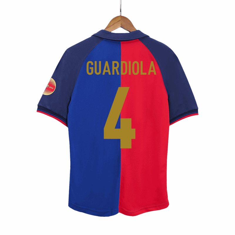 570673_1 バルセロナ GUARDIOLA #4 ホーム サッカーユニフォーム Retro 1999/00 - 100th Anniversary