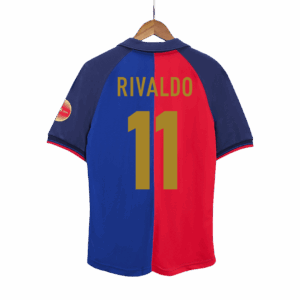 バルセロナ RIVALDO #11 ホーム サッカーユニフォーム Retro 1999/00 - 100th Anniversary