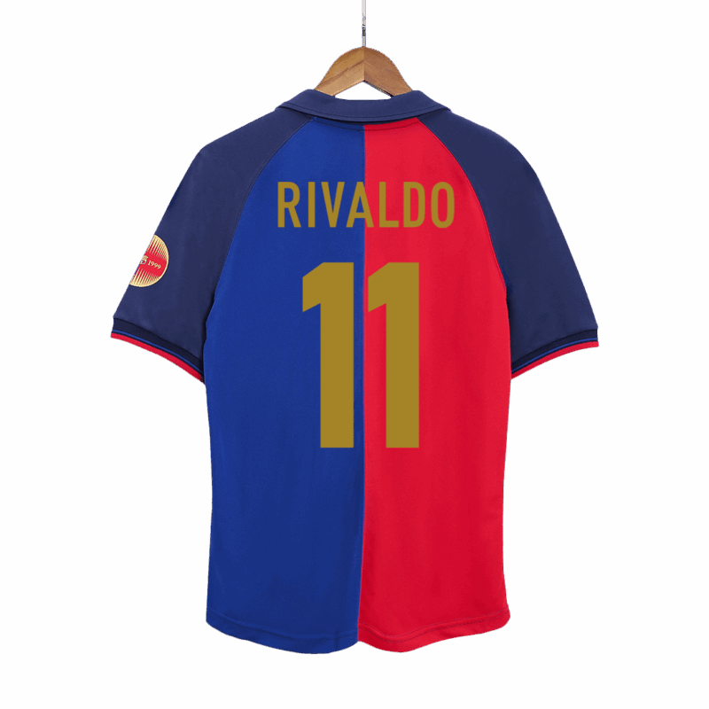 バルセロナ RIVALDO #11 ホーム サッカーユニフォーム Retro 1999/00 - 100th Anniversary