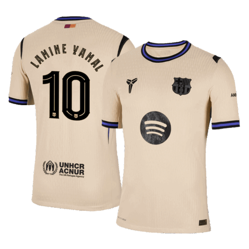 601805_1 LAMINE YAMAL #10 オーセンティック バルセロナ アウェイ サッカーユニフォーム 2025/26 Yellow - UCL