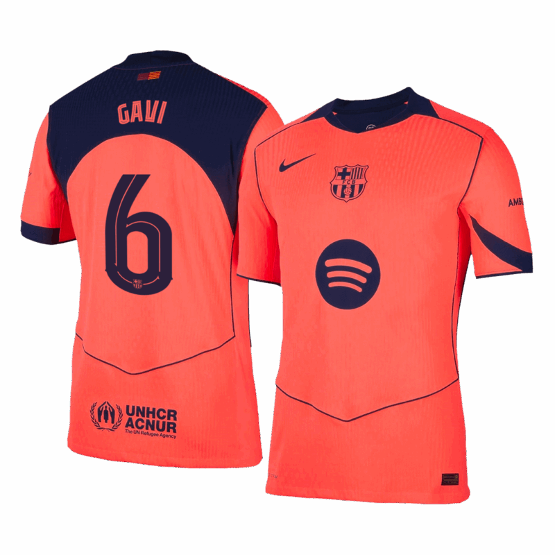 606226_1 GAVI #6 オーセンティック バルセロナ サード アウェイ サッカーユニフォーム 25/26 Orange- UCL