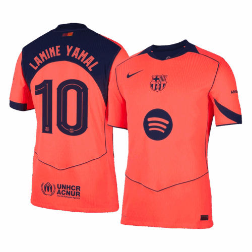 606252_1 LAMINE YAMAL #10 オーセンティック バルセロナ サード アウェイ サッカーユニフォーム 25/26 Orange- UCL
