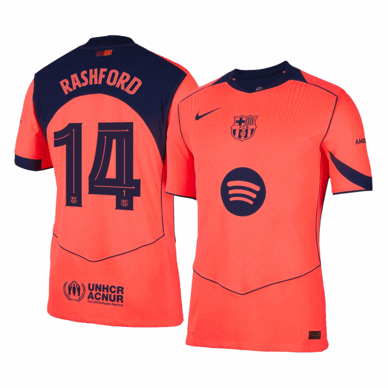 RASHFORD #14 オーセンティック バルセロナ サード  アウェイ サッカーユニフォーム 25/26 Orange- UCL