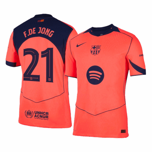 F.DE JONG #21 オーセンティック バルセロナ サード  アウェイ サッカーユニフォーム 25/26 Orange- UCL