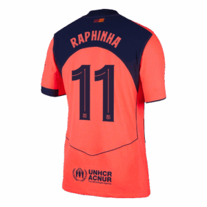 606356_3 RAPHINHA #11 オーセンティック バルセロナ サード アウェイ サッカーユニフォーム 25/26 Orange- UCL