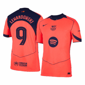 606382_1 LEWANDOWSKI #9 オーセンティック バルセロナ サード アウェイ サッカーユニフォーム 25/26 Orange- UCL