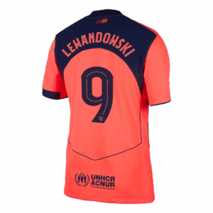 606382_3 LEWANDOWSKI #9 オーセンティック バルセロナ サード アウェイ サッカーユニフォーム 25/26 Orange- UCL